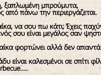 Ανέκδοτο: Εκείνη, ξαπλωμένη μπρούμυτα, εκείνος από πάνω την περιεργάζεται.